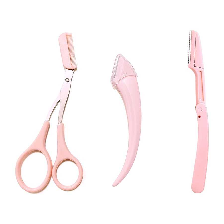 3pcs Eyebrow Trimmer Set Stainless Steel Curved Blade Eyebrow Scissors With Comb, Beginner Beauty Tool Suitable For Any Skin Type, Hair Removal Accessories For Men And Women