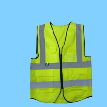 1 Stück Unisex Sicherheitsweste mit hoher Sichtbarkeit und Reflektoren, mehreren Taschen, leuchtend gelbe Sicherheitsarbeitskleidung für Baustelle/Lager/Straßenarbeit