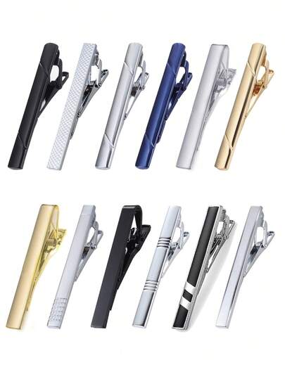 1/3/4/6/10/12 Clips para corbata para hombres, juego de clips para corbata para corbatas regulares, boda y negocios. Clips de alfiler para corbatas de hombre, que incluyen negro, dorado, azul, plateado. Clips de corbata versátiles, adecuados para regalos de maestros, amigos, padres, regalos para hombres
