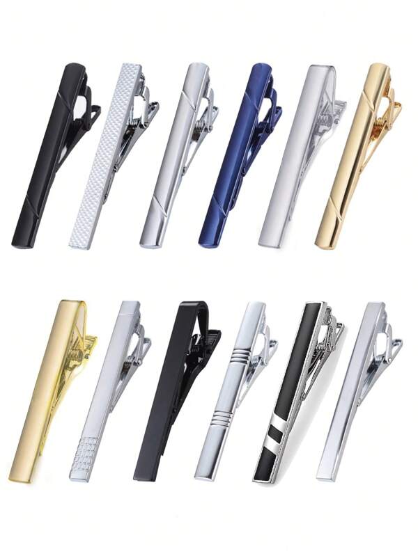 1/3/6/12 Tie Clips For Men Tie Bar Clip Set For Regular Ties Necktie Wedding Business, Tie Pin Clips Of Men's Tie Clips, Including Black, Gold, Blue, Silver, Versatile Tie Clips, Suitable For Teacher Gifts, Friend Gifts, Father Gifts, Men's Gifts