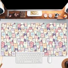 وسادة فأر قطة جميلة ذات تصميم كرتوني كبيرة لمكتب المكتب مع حافة مخيطة وقاعدة مطاطية مانعة للانزلاق 35.4x15.7 بوصة للمنزل والمكتب كهدية للنساء والأصدقاء ، لوازم المدرسة ، عودة إلى المدرسة ، وسادة فأر للألعاب ، اكسسوارات المكتب ، لوازم المكتب ، اكسسوارات مكتب المكتب ، وسادة فأر للمكتب