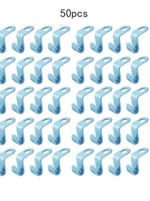 50pcs White Cascading Clip Hangers, Heavy Duty Wardrobe Extender Hooks, Space Saving Closet Organizer Accessories - White - View 14