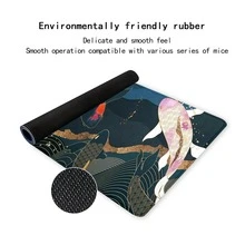 1 件锦鲤鼠标垫美学艺术大号桌垫办公桌配件带缝边防滑鼠标垫橡胶底座桌垫 35.4x15.7 英寸适用于家庭办公室，可作为送给女性朋友、学校用品、返校礼物 - 彩色 - 查看 7