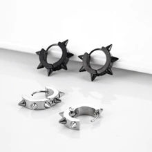 2 Pcs Stud Hoop Earrings In Punk Style, Gothic Rock Hip Hop Style Earrings (Male And Female), Suitable For Parties, Parties, Everyday Wear