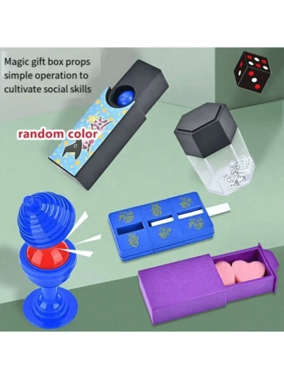 Magic Trick Set, Includes Object Restoration, Magic Exploding Dice, Transforming Box, Close-Up Magic, Strange Toys, Thanksgiving & Halloween Gift, Random Color, No Props Inside Magic Box,