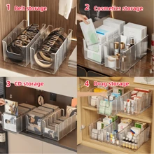 1/2pcs Acrylic Belt Organizer Box, Large Capacity Transparent Partition Belt Rack, Multipurpose Desktop Storage Box, Suitable For Vanity, Wardrobe, Bathroom Storage
