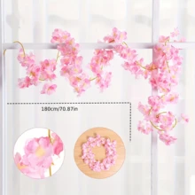 70.87-Inch Long Artificial Cherry Blossom Vine - Realistic Pink Holiday-Inspired Sakura Flower Garland, Suitable For Weddings, Parties, And Spring/Summer Room Decor - Easy Setup, Reusable, Fit For Indoor And Outdoor - Multicolor - View 6