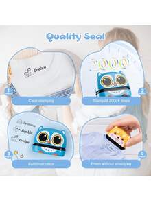 1 Customized Name Stamp, Cartoon Stamp, Panda, Shiba Inu, Pink Cat And Owl Styles, School Uniform Stamp, Customized Children's Name Stamp, Clothing Label Stamp, Fabric Stamp, Personalized Children's Label Cute Kawaii Adorable Custom, Unique Treasurefinds, Baby Gifts, Cute Baby, Toddler Fashion Ideal Gifts For Him Family, Friends, Daughter, Son, Her For Children's Day Back To School - Multicolor - View 4