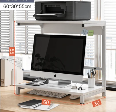 GLOBAL Z-A Soporte elevador para Monitor de ordenador y portátil,Estante de almacenamiento para impresora, estanteria impresora   estante organizador de escritorio de madera, para el hogar, la escuela y la Oficina