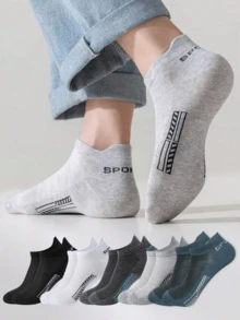 5 Pairs Plus Size Men's Thin Mesh Sports Ankle Socks For Summer - Multicolor - View 7