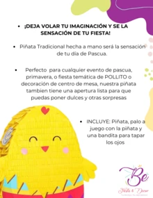 Piñata Pascua animales granja 80 cm conejo pollo decoración fiesta evento infantil resistente colorida fácil de colgar ideal para actividades recreativas - Multicolor - Ver 4