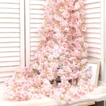 70.87-Inch Long Artificial Cherry Blossom Vine - Realistic Pink Holiday-Inspired Sakura Flower Garland, Suitable For Weddings, Parties, And Spring/Summer Room Decor - Easy Setup, Reusable, Fit For Indoor And Outdoor - Multicolor - View 9