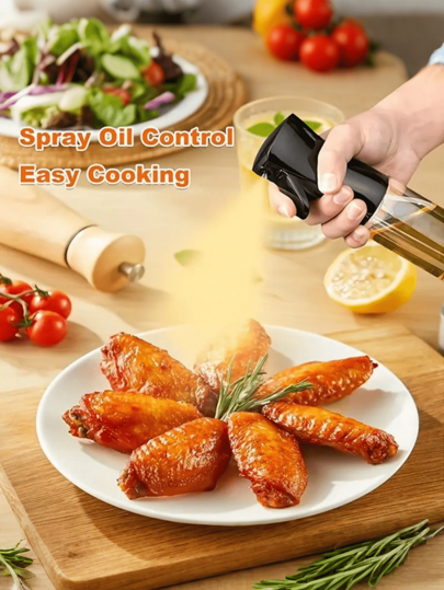 1pc Ergonomic Kitchen Oil Sprayer - Durable Plastic, Rectangular Design With Black And Clear Body, Ideal For Salad, Frying, Baking, And Grilling, Oil Dispenser, Baking Essentials | Modern Kitchen (Random Color)