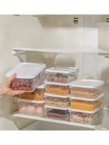 5件食品保鲜盒，三种尺寸，350毫升、650毫升、2000毫升容量，PP材质，可堆叠透明带盖食品储存容器，便携式防漏食品密封盒，适用于肉类、水果和蔬菜，厨房收纳和储存，厨房配件