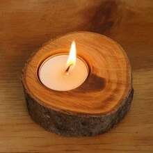 Kit 06 Castiçal de Vela Madeira Decoração Natal Lembrança Batizado Casamento Porta Velas Lembrancinha