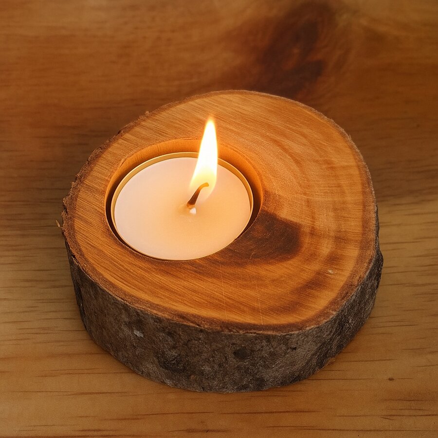 Kit 06 Castiçal de Vela Madeira Decoração Natal Lembrança Batizado Casamento Porta Velas Lembrancinha