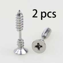 2 Pcs Punk Fashion Gold Black Stainless Steel Stud Earrings,Street Life Screw Design Earrings,Ladies Jewelry Fashion Accessories, Valentine's Day Gifts, Anniversary Gifts
