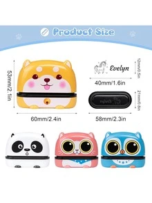 1 Customized Name Stamp, Cartoon Stamp, Panda, Shiba Inu, Pink Cat And Owl Styles, School Uniform Stamp, Customized Children's Name Stamp, Clothing Label Stamp, Fabric Stamp, Personalized Children's Label Cute Kawaii Adorable Custom, Unique Treasurefinds, Baby Gifts, Cute Baby, Toddler Fashion Ideal Gifts For Him Family, Friends, Daughter, Son, Her For Children's Day Back To School - Multicolor - View 3