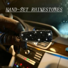 1pc Car Sun Visor Multifunctional Diamond Inlaid Glasses Clip Ticket Clip Diamond - Black - View 5