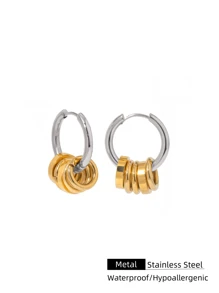 1 par de pendientes dorados de acero inoxidable para mujer; Diseño de abrazo, Día de San Valentín, Día del Maestro, Día de la Madre, Temporada de regreso a la escuela, Navidad, Halloween, Regalo