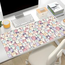 وسادة فأر قطة جميلة ذات تصميم كرتوني كبيرة لمكتب المكتب مع حافة مخيطة وقاعدة مطاطية مانعة للانزلاق 35.4x15.7 بوصة للمنزل والمكتب كهدية للنساء والأصدقاء ، لوازم المدرسة ، عودة إلى المدرسة ، وسادة فأر للألعاب ، اكسسوارات المكتب ، لوازم المكتب ، اكسسوارات مكتب المكتب ، وسادة فأر للمكتب