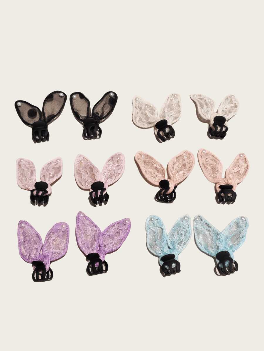 12pcs Bunny Design Polka Dot Bow Faux Pearl Princess Hairpin, Sweet And Cute Side Bangs Hair Clip Accessories Hair Claws Claw Clips Hair Clips Hair Jaw Clip Hair Clamps Hair Clutch Hair Claw Clip Fall Winter Hair Accessories For Women For Vacation Outfits Woman Summer Outfits, Travel, Birthday - Multicolor-12pcs - View 1