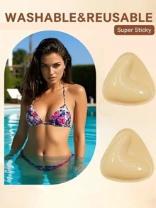 1 对双面粘性胸罩插入物粘合胸垫聚拢丰胸垫可重复使用加厚超即时提升插入物 - 彩色 - 查看 10