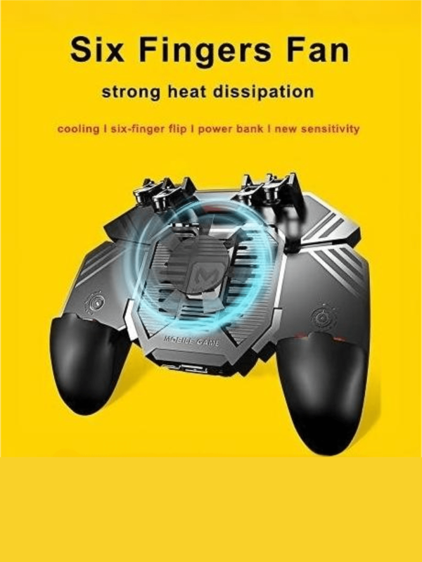 1 Stück Handy-Spielcontroller mit Kühllüfter, verhindert Überhitzung und Lag, 6-Finger-Bedienung für Spiele, Trigger-Griff, physische Tasten für unterstütztes Schießen, USB-aufladbar mit 1200mAh Akku, intelligentes Gaming-Zubehör, geeignet für mobile Gamer, unverzichtbar für Koop-Gaming, tolles Geschenk für Freunde