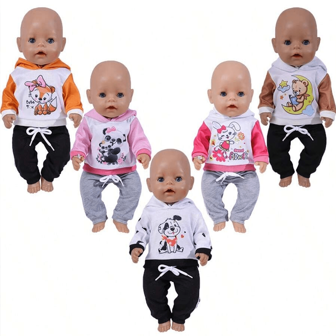 2 st/set 14-18 tums söta djurmönster dockkläder, lämpliga för 17-18 tum och 36-45 cm dockor, babydockor, nyfödddockor och reborn-dockor (docka ingår ej)