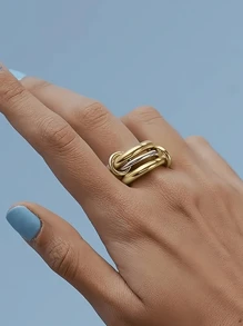 1 Piece Stainless Steel Ladies Ring; Multi-Layer Lucky Golden Thicken The Transfer, Ring ,Valentine's Day, Teacher's Day, Mother's Day, Back To School Season, Christmas, Halloween, Gift