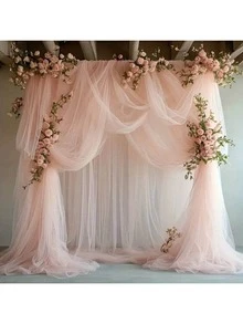 1 Peça Tule Transparente, Arco de Presente de Casamento e Noiva Romântico, Cortina, Decoração de Poliéster de Tema de Princesa Elegante, Adequada para Noivado e Chás de Bebê Adolescentes - Sem Iluminação Necessária, Decoração de Evento Romântico | Decoração de Local Elegante | Tecido de Poliéster