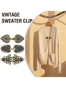 1/3Pcs Retro Sweater Swirl Clip Cape Cloak Clips Cardigan Brooches Pins Shawl Collar Clasp Dress Shirt Brooch Clip Jewelry For Women, New Year's Gifts, Valentine's Day Gifts, Women's Gifts