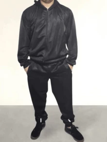 Dry Fit Set Cold Weather Top + Jogger Pants With Reflective Detail – Style, Comfort And Performance In Any Weather! - Black - View 2