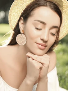 Yanxyad Rattan Earrings For Lightweight Geometric Statement Earrings Handmade Straw Wicker Braid Teardrop Hoop Drop Dangle Earrings Handmade Boho Raffia Earrings For Women Raffia Statement Earrings Rattan Diamond Wedding Earrings For Summer & Vacation