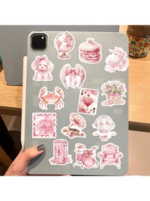 50 Pcs Pink Aesthetic Graffiti Stickers, Retro And Simple Style Pink Aesthetic Stickers, Asymmetrically Shaped Vinyl Self-Adhesive Paper, Decorative Notebooks, Suitcases, Computers, Phone Cases, Diaries, Water Bottles, Personalized Scrapbook Decorations, School Supplies,Back To School