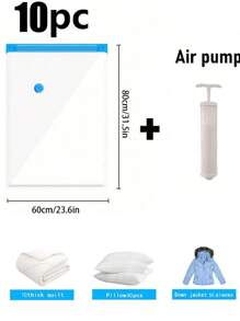 9/1pc Travel Vacuum Storage Bags, Large Capacity Reusable Compression Packing Cubes, Foldable Organizer Bags For Clothes, Bedding, Quilt, Space Saving, Waterproof Material, Suitable For Bedroom, Closet, Bathroom