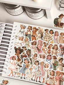 50 Pcs Cartoon Retro European And American Girl Graffiti Stickers, Personalized Vinyl Irregular Shaped Self-Adhesive Stickers, Suitable For Decorating Luggage, Computer Phone Cases, Diaries, Water Bottles, Helmets, Personalized Scrapbooks, Decorative Items School Supplies,Back To School