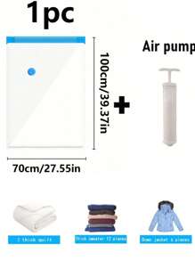 9/1pc Travel Vacuum Storage Bags, Large Capacity Reusable Compression Packing Cubes, Foldable Organizer Bags For Clothes, Bedding, Quilt, Space Saving, Waterproof Material, Suitable For Bedroom, Closet, Bathroom