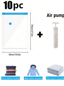 9/1pc Travel Vacuum Storage Bags, Large Capacity Reusable Compression Packing Cubes, Foldable Organizer Bags For Clothes, Bedding, Quilt, Space Saving, Waterproof Material, Suitable For Bedroom, Closet, Bathroom