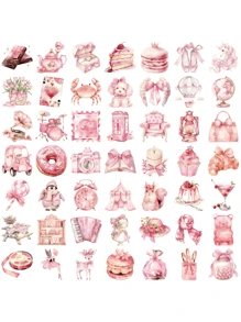 50 Pcs Pink Aesthetic Graffiti Stickers, Retro And Simple Style Pink Aesthetic Stickers, Asymmetrically Shaped Vinyl Self-Adhesive Paper, Decorative Notebooks, Suitcases, Computers, Phone Cases, Diaries, Water Bottles, Personalized Scrapbook Decorations, School Supplies,Back To School