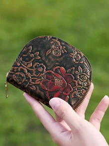 Women's Embossed Floral Cardholder Multi-Card Slots Compact & Vintage Fashion Card Holder Suitable For Daily Use For Women Money Wallet Mini Wallet Purse Wallet Card Wallet