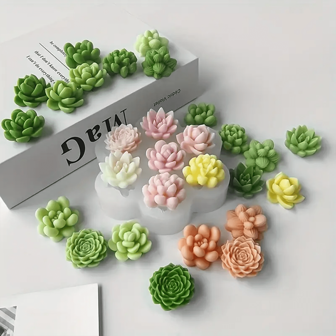 1 件 DIY 蜡烛硅胶模具，用于制作多肉植物、玫瑰、牡丹、手工制作、易脱模、可重复使用（产品图片不包括蜡烛，仅包括硅胶模具）