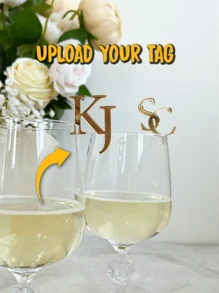 2Pcs Custom Wedding Drink Tags With Initials, Personalized Drink Tags, Luxury Wedding Gifts, Table Decoration, Holiday Gifts, Wedding Anniversary Memorable Gifts