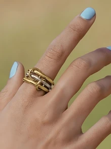 1 Piece Stainless Steel Ladies Ring; Multi-Layer Lucky Golden Thicken The Transfer, Ring ,Valentine's Day, Teacher's Day, Mother's Day, Back To School Season, Christmas, Halloween, Gift