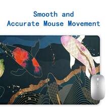 1 件锦鲤鼠标垫美学艺术大号桌垫办公桌配件带缝边防滑鼠标垫橡胶底座桌垫 35.4x15.7 英寸适用于家庭办公室，可作为送给女性朋友、学校用品、返校礼物 - 彩色 - 查看 4