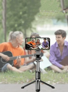1 pezzo Bastone per selfie con luce supplementare, bastone per selfie estensibile per smartphone, treppiede per smartphone con telecomando senza fili, rotazione a 360° per iPhone/smartphone Android