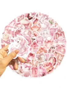 50 Pcs Pink Aesthetic Graffiti Stickers, Retro And Simple Style Pink Aesthetic Stickers, Asymmetrically Shaped Vinyl Self-Adhesive Paper, Decorative Notebooks, Suitcases, Computers, Phone Cases, Diaries, Water Bottles, Personalized Scrapbook Decorations, School Supplies,Back To School