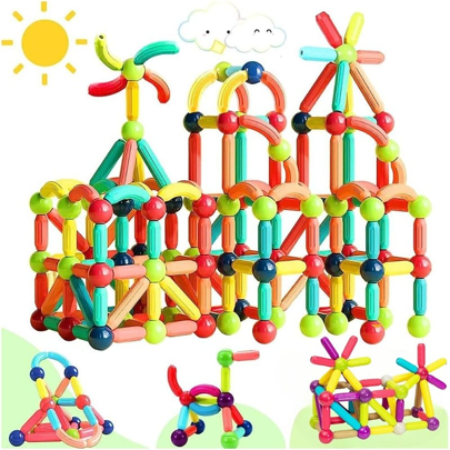 25/84 PCS Magnetic Building Blocks Toy,Stacking Stick Rods And Ball Educational Construction Puzzle For Kids,Early Educational STEM Learning Montessori Preschool Toys Magnet Construction Set For Kids 3+ Years,Festival Gift,Random Color