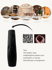 1pc Bohemian Style Large Cylindrical Plastic Vase With Wave Pattern, Modern Home Decor Vase For Living Room, Kitchen, Bedroom, Suitable For Fresh Flowers And Dried Flowers - Multicolor - View 6