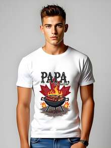 Papa Le Maitre Du BBQ Canadien T-Shirt - Dad, The Master Of Canadian BBQ - White - View 1
